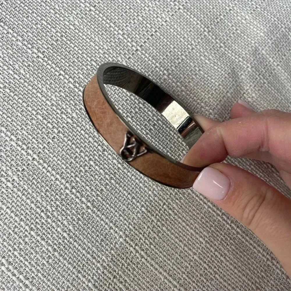 COPY - Womens Diana Warner Bangle Bracelet with Leather Accent - Picture 3 of 3